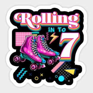 Rolling Into 7 Roller Skate 7Th Sticker